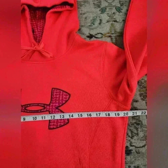 Under Armor Men's Neon Red Hoodie Sweatshirt, sz SM - Picture 4 of 14